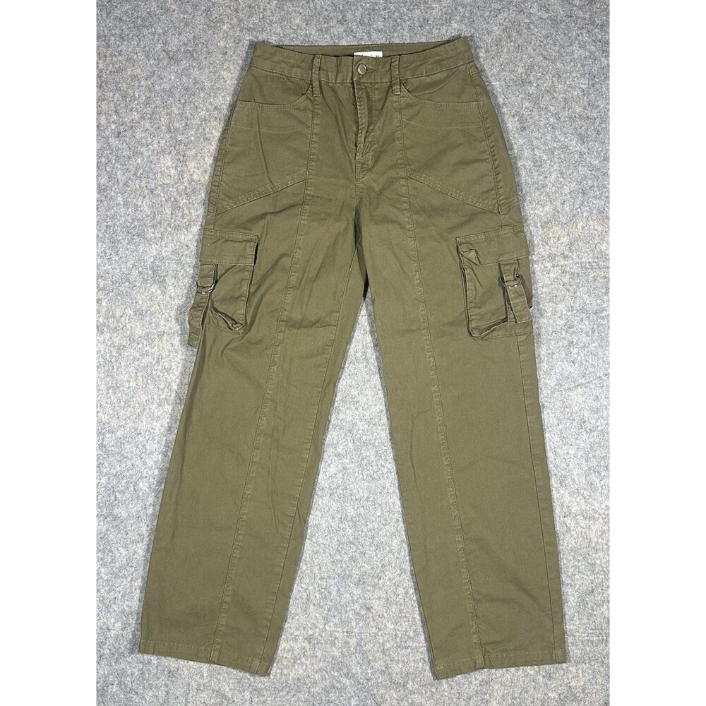 Good American Stretch Cotton Cargo Pants Women’s 00/24 Olive Green Y2K Straight